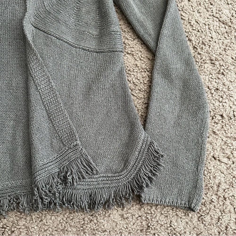 Sparrow Gray Knit Open Front Curve Fringe Hem Car… - image 2